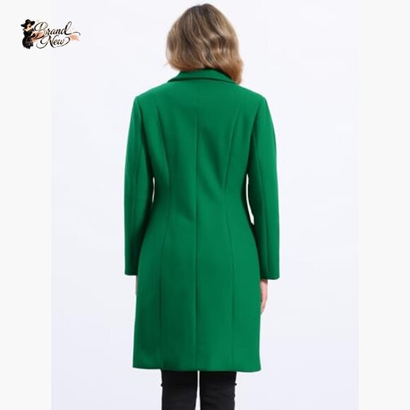 100% Polyester Notch Lapel Pea Coat Overcoat for Women - Picture 3 of 5